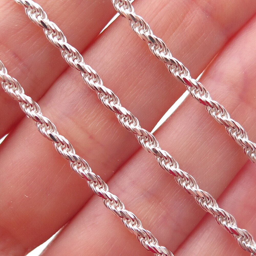 Han 925 Sterling Silver Italy Twisted Rope Chain Necklace 20"